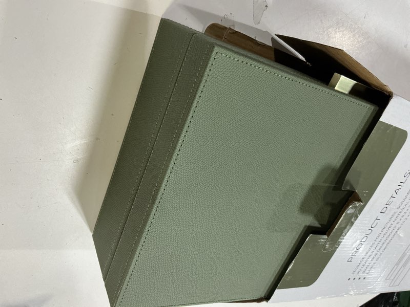 Condition photo showing New/Like New for ZICOTO Decorative Storage Boxes with Lids – Set of 2 Beautiful PU Leather Organizer Bins for Your Bookshelf Home Decor - Safely Store Photos, Documents and Memory Box Keepsakes in Style Sage