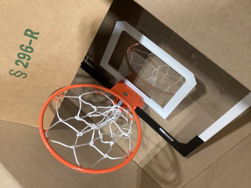 Condition photo showing As Is for sklz pro mini indoor basketball hoop - over the door – portable - great for home, dorms, offices, and gifts standard
