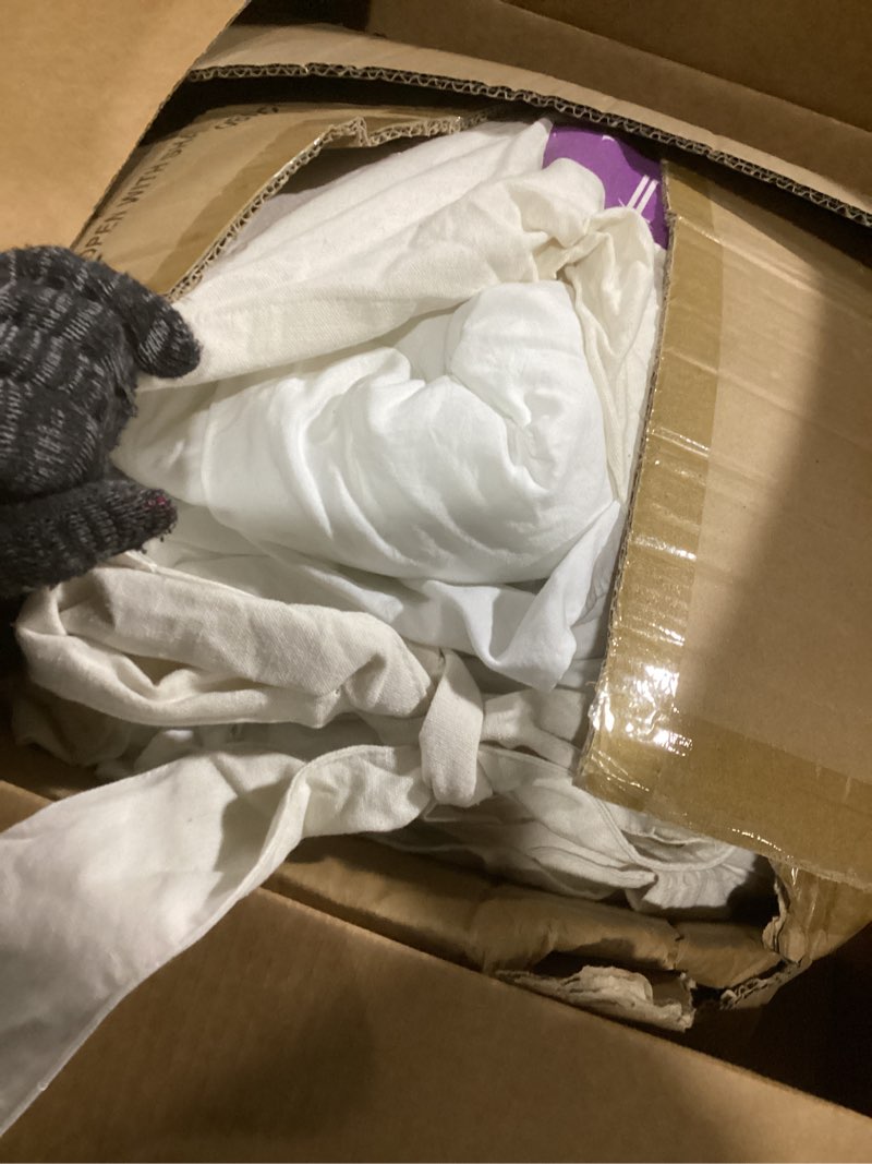 Condition photo showing As Is for Lush Decor - Comforter Set, Soft Ruffled Bedding with Matching Sham, Cozy Essentials, Elegant Bedroom Decor (Reyna White, Twin XL) Twin XL White