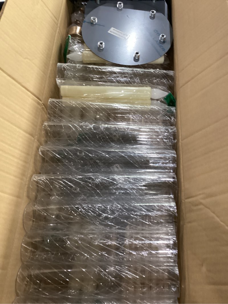 Condition photo showing New/Like New for (not tested)tandefio 4 sets acrylic candelabra centerpieces 46.5'' tall clear candle holders pillar taper candlestick with lampshades 6 arm floor candelabra stand for wedding christmas ceremony dinner party