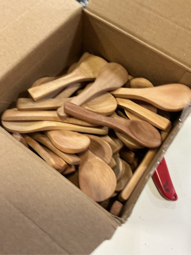 Condition photo showing Good Condition for boao 200 pcs small wooden spoons, 3.5'' l, mini wood natural tiny spoons wooden little teaspoons for jars sugar creamer honey spices salt kitchen supplies (light brown) light brown 200