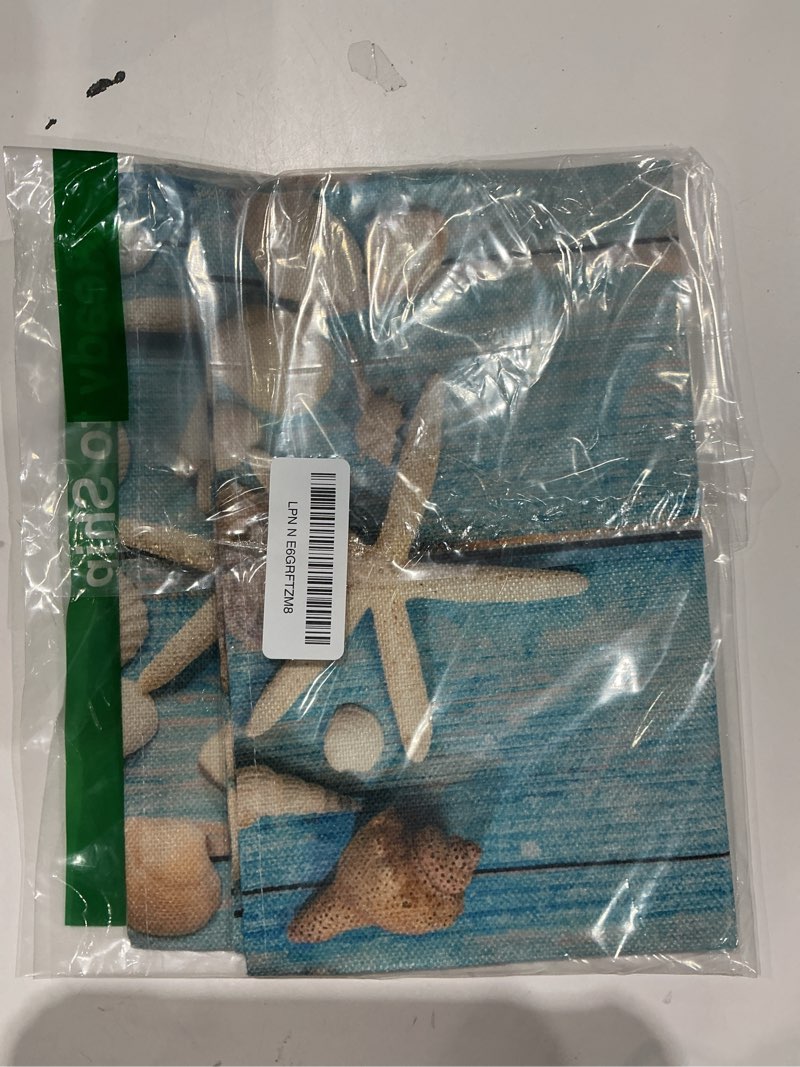 Condition photo showing Good Condition for summer beach starfish table runner dresser scarves beach theme cotton linen seashells starfish blue rustic wood table setting decor for wedding party holiday dinner home 13x36 inch 13x36inch ocean 6