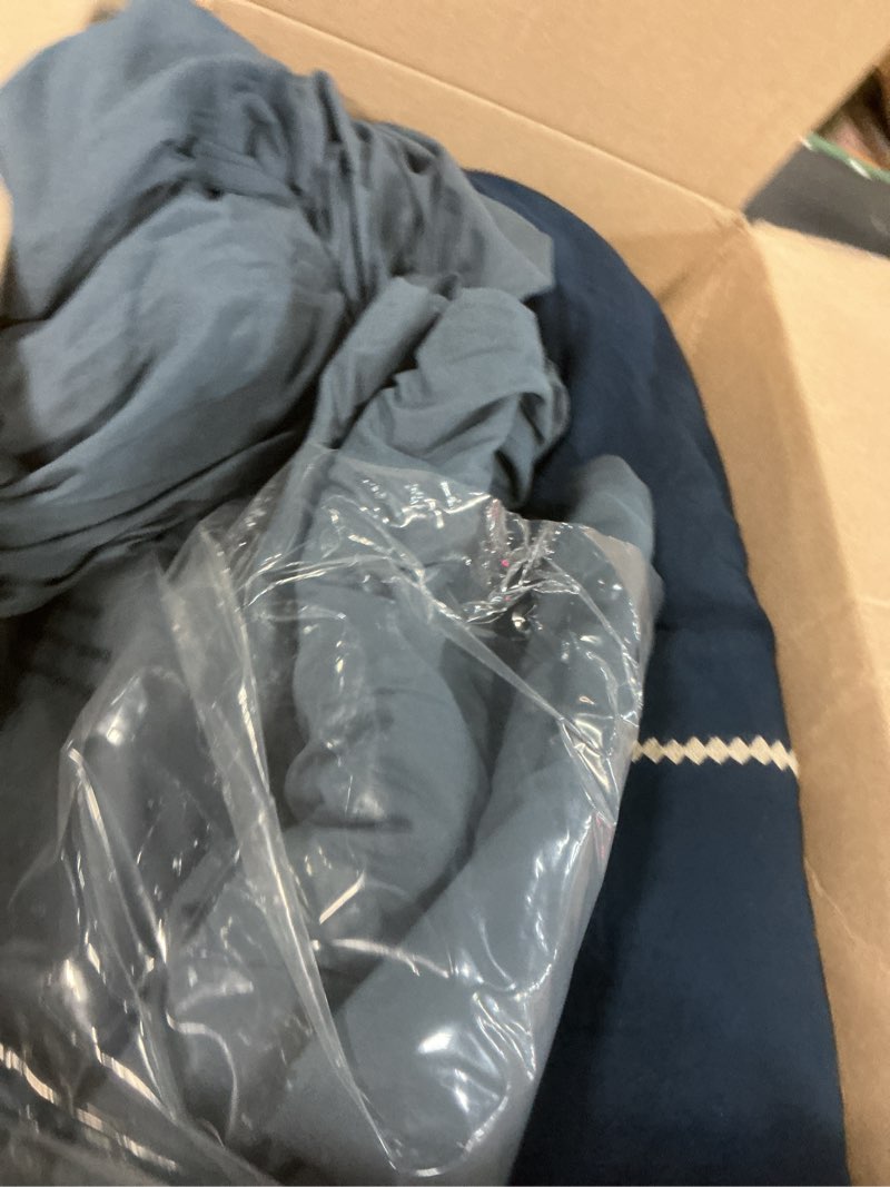 Condition photo showing Good Condition for MaiRêve Embroidery King Size Comforter Set Navy Blue, Boho Farmhouse Western Bedding Set 7 Pieces, All Season Bed in A Bag Comforter Set with Sheets, Pillowcases & Shams Navy King 7 Piece