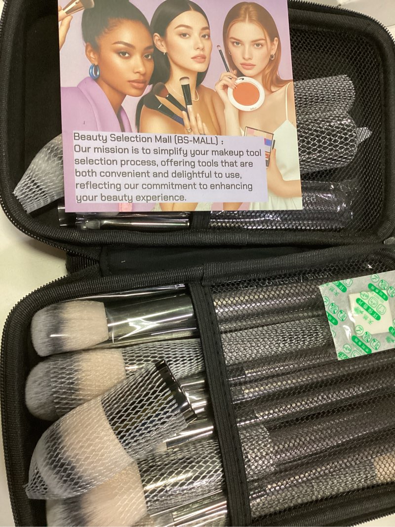Condition photo showing New/Like New for professional makeup brushes bs-mall with travel case - kabuki brush eyeshadow brush, concealer brush, blush brush bronzer & foundation brush 20 pcs, labeled daily use & versatile occasions gift box a-coffee