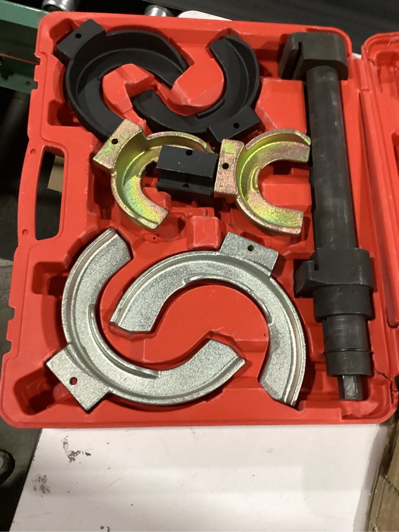 Condition photo showing As Is for macpherson strut spring compressor interchangeable fork strut coil extractor dump universal tool set