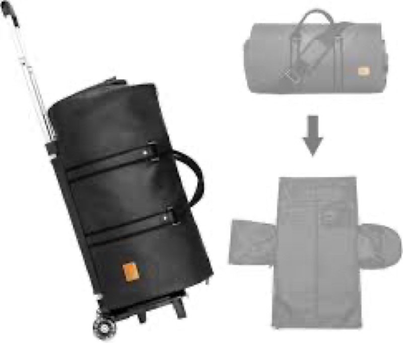  seyfocnia Bolsa de ropa con ruedas, bolsa de ropa con ruedas para viajes con ruedas, bolsas de noche con ruedas, bolsa de ropa con compartimento para zapatos, bolsa de lona convertible para ropa, ( similar 