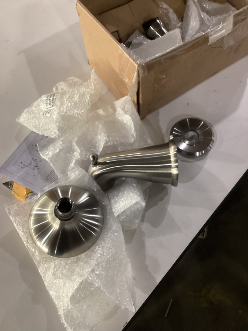 Condition photo showing Good Condition for Oakmont Bath and Shower Trim Kit with Valve, Dual-Handle, High-Pressure Shower Head, Water-Saving, Satin Nickel, WaterSense Certified – Design House, 523480