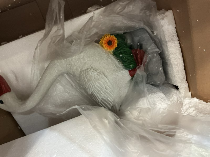 Condition photo showing Good Condition for joyful porch goose statue cygnus, big resin garden lawn yard décor, sculpture, 20 inches high figurine, duck, indoor and outdoor, by ggtown tm