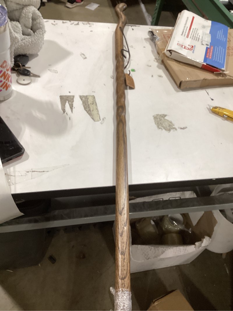 Condition photo showing Good Condition for brazos handcrafted wood walking stick, twisted oak, ergonomic style handle, for men & women, made in the usa brown 48"