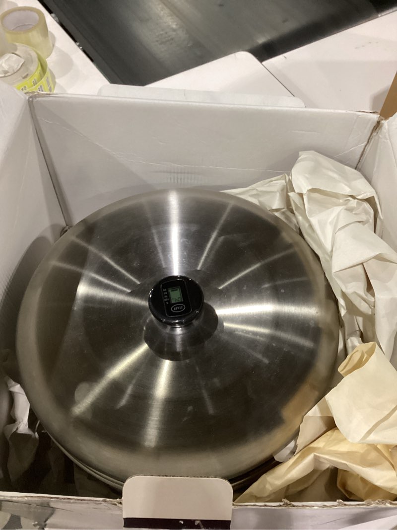 Condition photo showing As Is for glacier fresh 2.25g stainless steel countertop water filtration system, gravity-fed with elarisey™ filtration technology, reduces heavy metals, pfoa & pfos, and meets sgs standards