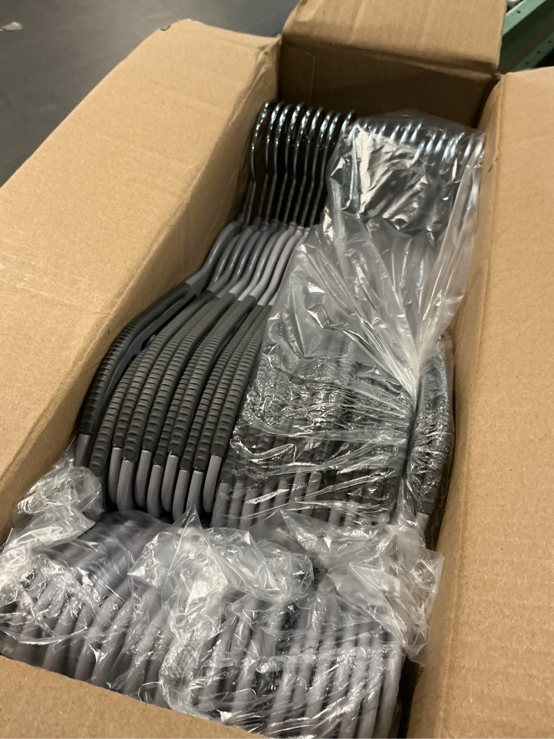 Condition photo showing Good Condition for Plastic Hangers 50 Pack Heavy Duty Dry Wet Clothes Hangers with Non-Slip Pads Space Saving 0.2" Thickness Super Lightweight Organizer Gray