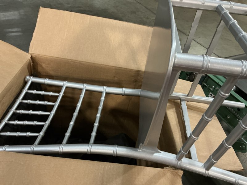 Condition photo showing Good Condition for flash furniture 2 pack hercules series silver resin stacking chiavari chair silver 2 pack