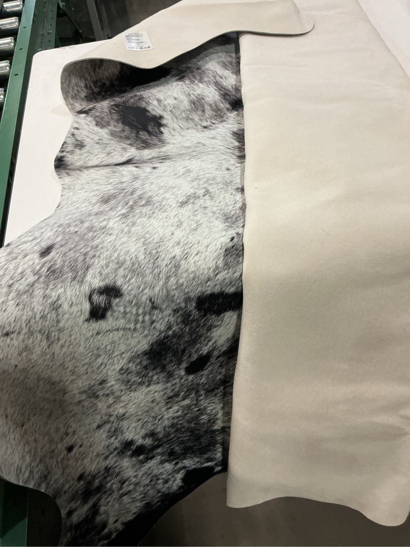 Condition photo showing Good Condition for Faux Cowhide Rug, 5.2 x 6.2 ft Cowhide Rug for Living Room, Bedroom, Wall - Non-Slip,Gray White Black Gray White Black 5.2*6.2ft