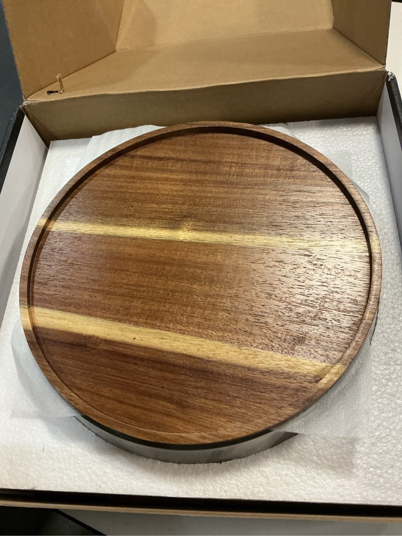 Condition photo showing New/Like New for large glass salad bowl with lid set, 5.7 l decorative glass mixing bowl, trifle and serving bowls with lids as cheese charcuterie board and plate, comes with wood serving utensils
