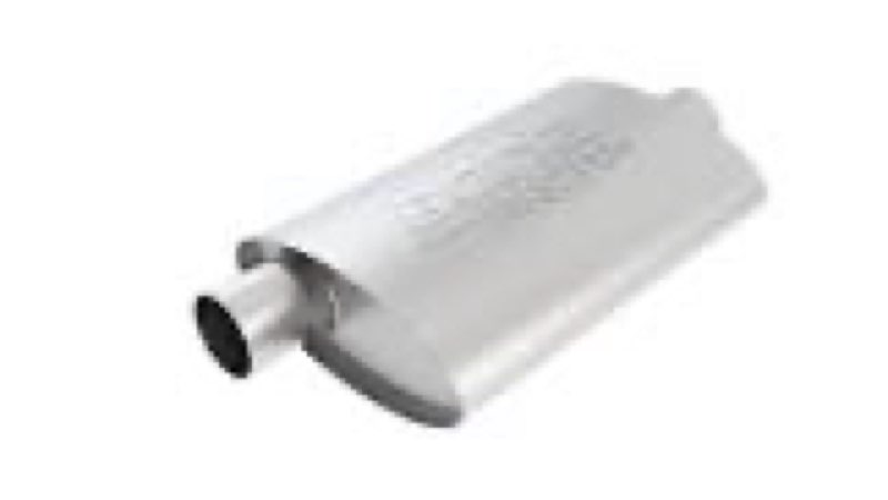 borla 40358 proxs universal performance muffler 2.5" offset inlet / 2.5" center outlet 4" x 9.5" oval x 14" long body 19" overall length un-notched necks reversible design t-304 stainless steel