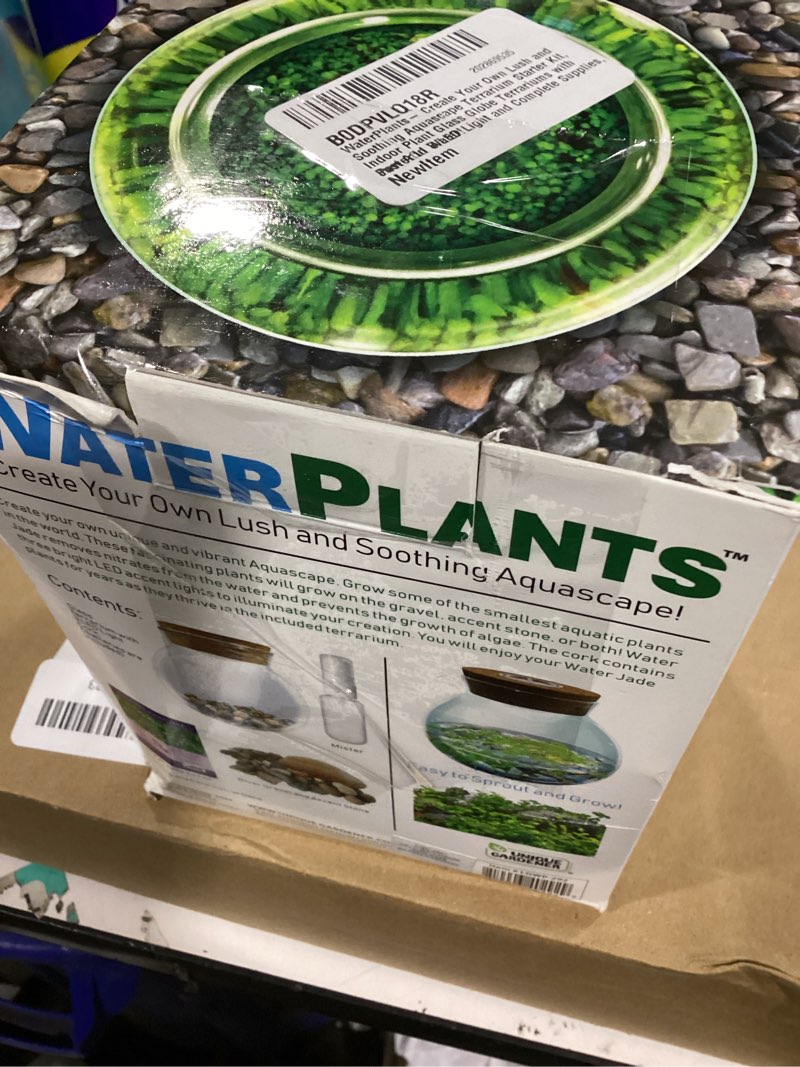 Condition photo showing Good Condition for WaterPlants- Create Your Own Lush and Soothing Aquascape Terrarium Starter Kit, Indoor Plant Glass Globe Terrariums with Powerful 3 LED Light and Complete Supplies, Just Add Water!