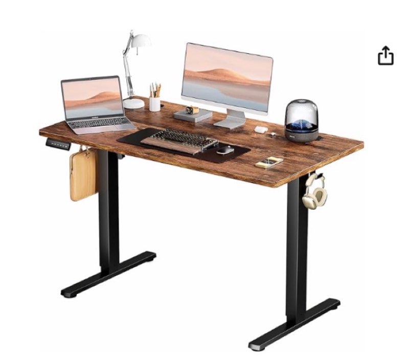 yapamar electric standing desk 48 inch & adjustable height, 4 memory presets?quiet dual motor for office, bedroom - brown