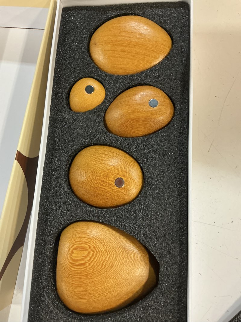 Condition photo showing New/Like New for cairn sculpture – magnetic wood art for desk, office & indoor decor