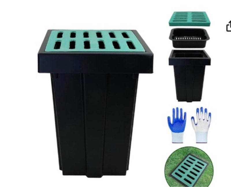 sh nh - large drainage catch basin with fiber glass grate. french drain catch basin for patios, downspnuts, lawns, municipal plumbing (diy storm drain box) (12.9x11.4x14.9 in)