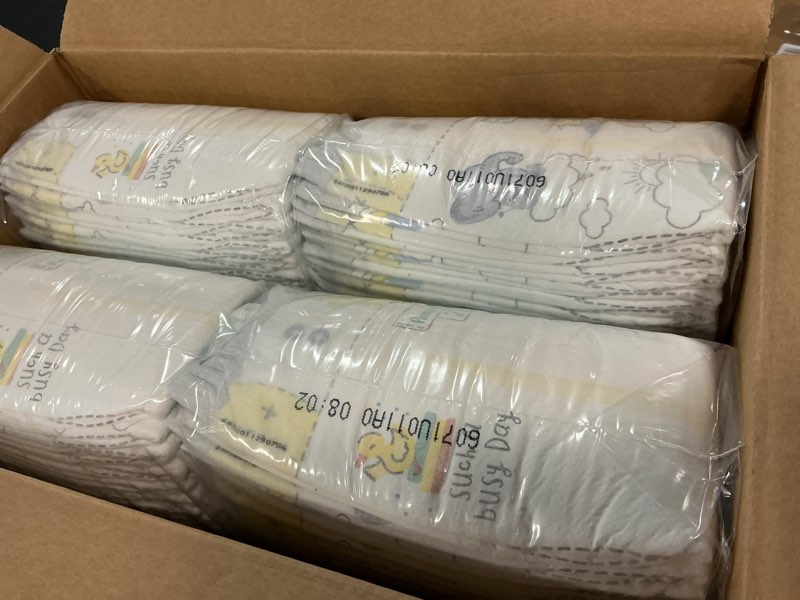 Condition photo showing New/Like New for pampers swaddlers diapers, size 2 (10-22 lbs), 148 count, absorbent, keeps baby dry and comfortable, skin safe disposable baby diaper size 2 148