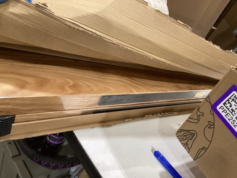 Condition photo showing New/Like New for Floating Shelves for Wall, Live Edge 40"W x 9.3"D x 1.5"H Wood Floating Shelf, Set of 2 with Invisible Heavy-Duty Metal Bracket, Deep Floating Shelf for Living Room Kitchen, Natural Finish Natural Finish Live Edge, 40"W, 2Packs