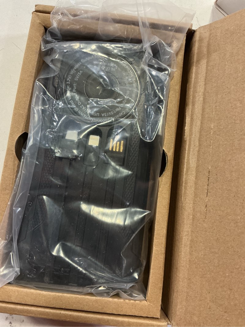 Condition photo showing Good Condition for Solar Power Bank 20000mAh Wireless Portable Charger Built-in 3 Cables 15W USB-C Fast Charging Black Battery Pack Compatible with iPhone, Samsung, Emergency LED Flashlights Perfect for Camping, Hiking