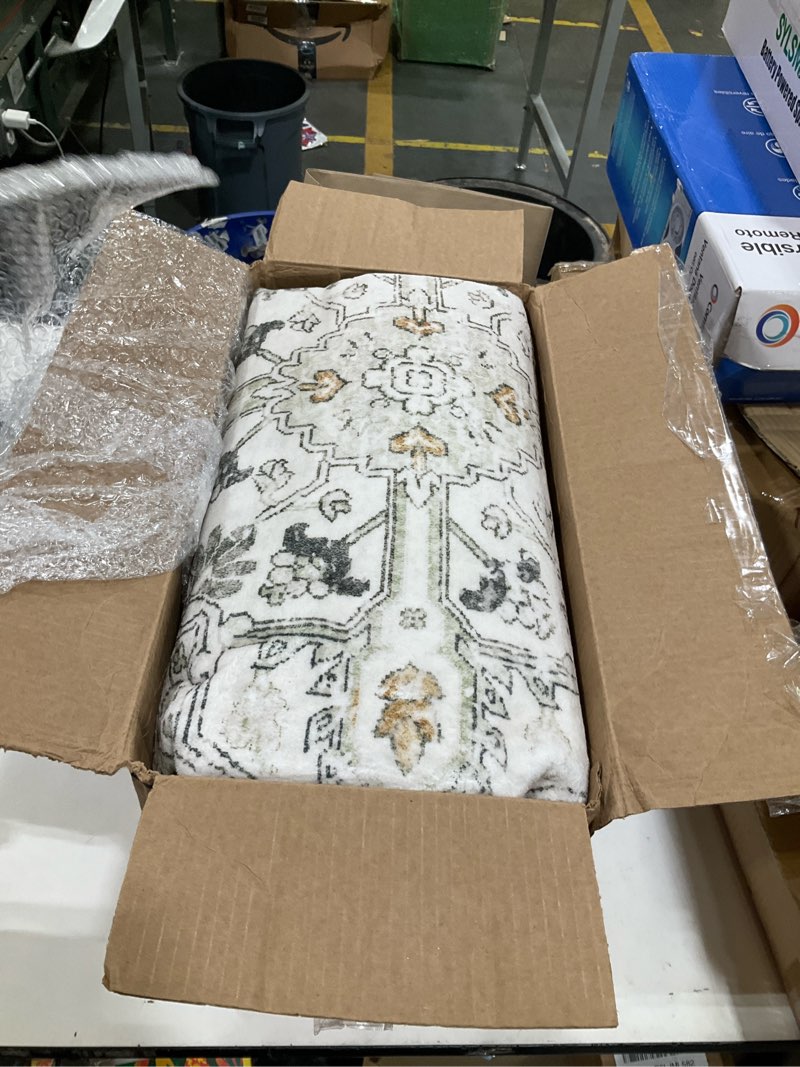 Condition photo showing Good Condition for livebox 6x9 sage green rug for living room- large oriental rug for bedroom, non-slip retro dining room rugs for under table, low-pile soft vintage rugs for office guest room 6' x 9' (rectangular) medallion sage