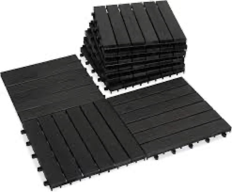 VICTORY RELAX Acacia Wood Decking Tiles 9PCS - Easy Snap Interlocking Deck Tiles for Patio Poolside 
