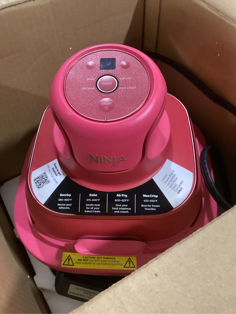 Condition photo showing Good Condition for Ninja Crispi 4-in-1 Glass Air Fryer | 450°F | Non-Toxic | 4QT & 6-Cup Glass Containers w/Lids | Microwave, Freezer, Dishwasher Safe | Max Crisp, Air Fry, Bake, Recrisp | Cherry Crush | FN101DR Cherry Crush 4 QT