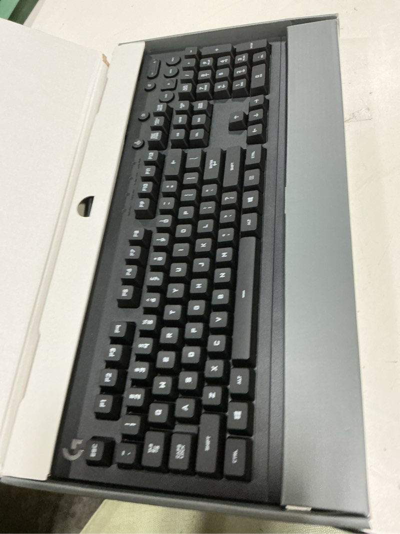 Condition photo showing Good Condition for logitech g213 prodigy gaming keyboard - wired rgb backlit keyboard with mech-dome keys, palm rest, adjustable feet, media controls, usb, compatible with windows – black