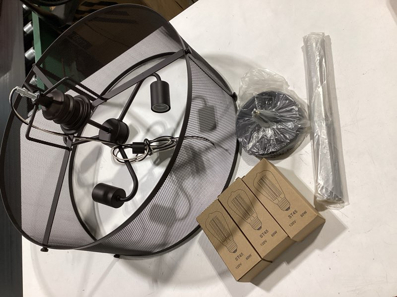 Condition photo showing New/Like New for 3 light 22 inch western bronze semi-flush mount ceiling light