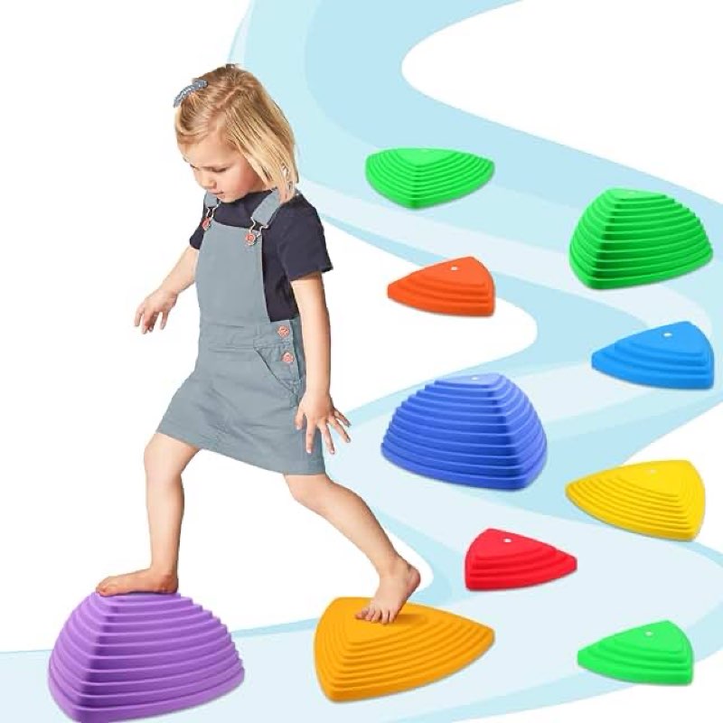 Gentle Monster Stepping Stones for Kids, Set of 6/8/11 PCS for Balance with Non-Slip Bottom - Exerci