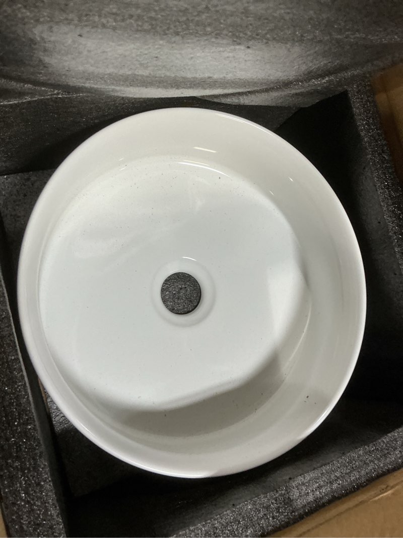Condition photo showing New/Like New for bathroom sink 12 inch round vessel sink above counter porcelain ceramic small sink bowl ceramic vessel sinks for bathrooms ideal for small space (12.2"x12.2"x4.3") 12.2"x12.2"round round white