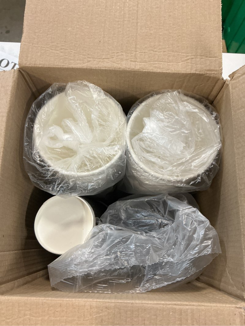 Condition photo showing Good Condition for lamosi 16 oz disposable coffee cups with lids, 50 pack insulated hot cups to go paper coffee cups with lids and straws, corrugated ripple wall cup for hot drink, office, coffee bar (black) black 16oz-50pack