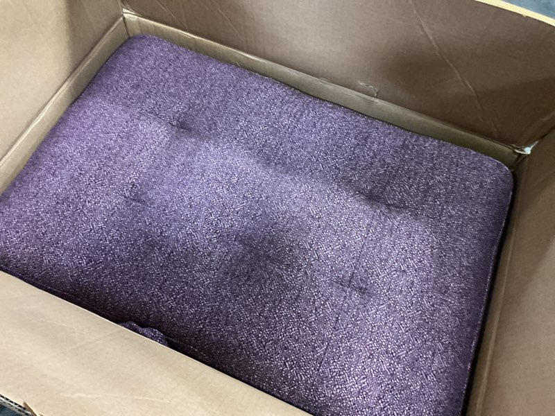 Condition photo showing As Is for l-shaped sectional sofa with movable chaise & storage ottoman, (incomlplete )lounge 3-piece modular convertible couches for living room, apartment & office, deep purple linen-dark purple linen