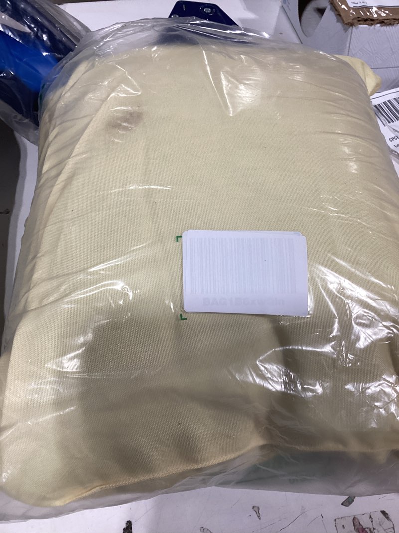 Condition photo showing As Is for simple chic solid color pastel butter yellow throw pillow 18x18