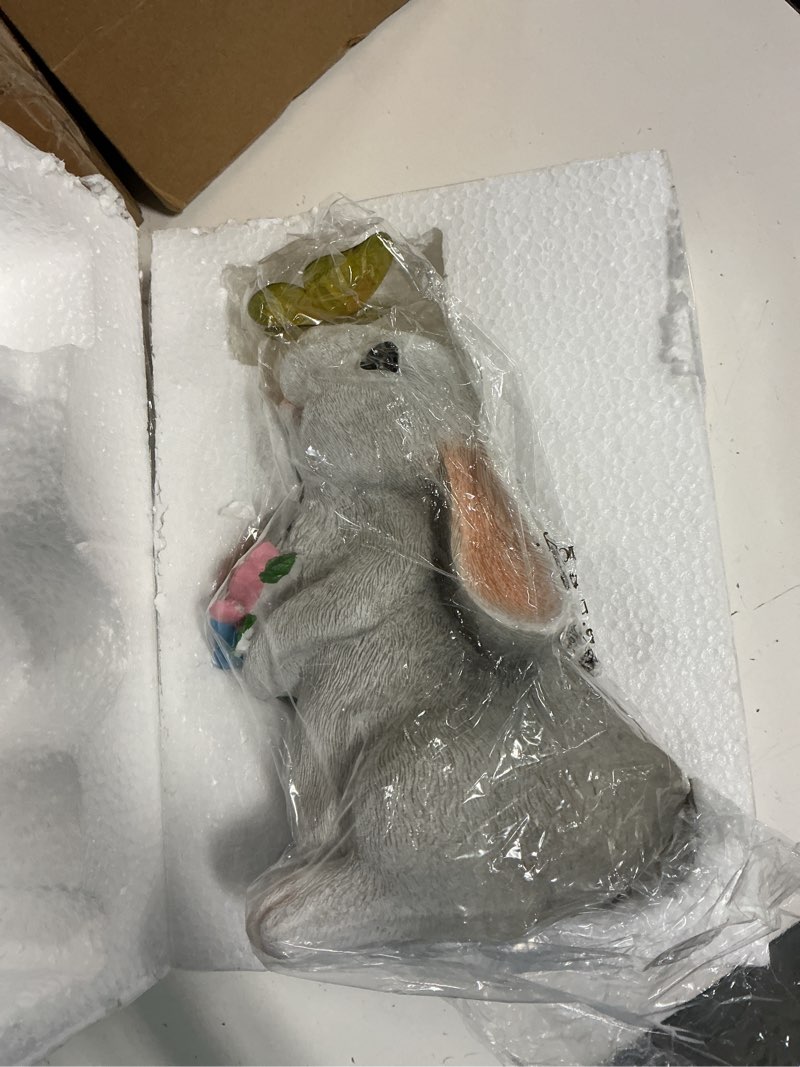 Condition photo showing New/Like New for darzheoy solar rabbit garden statues easter bunny decor resin rabbit figurine holding flower with led lights for proch patio lawn yard decoration gardening gifts for mom