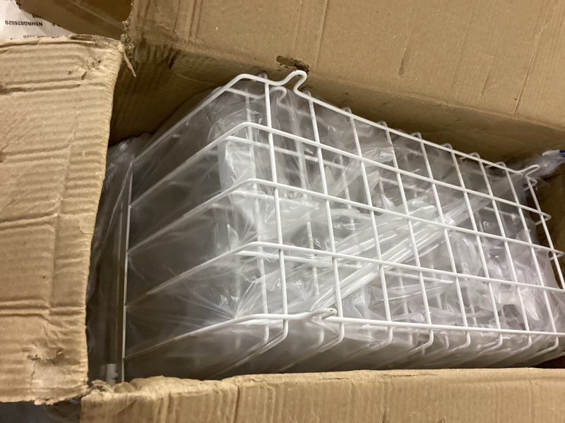 Condition photo showing As Is for iSPECLE Chest Freezer Organizer Bins - 8 Pack Small Stackable Deep Freezer Organizer Bins for Most 7 Cu.FT Freezer Sort Frozen Meats, Freezer Storage Bins Easy Access Food without Digging, White Eight pack white