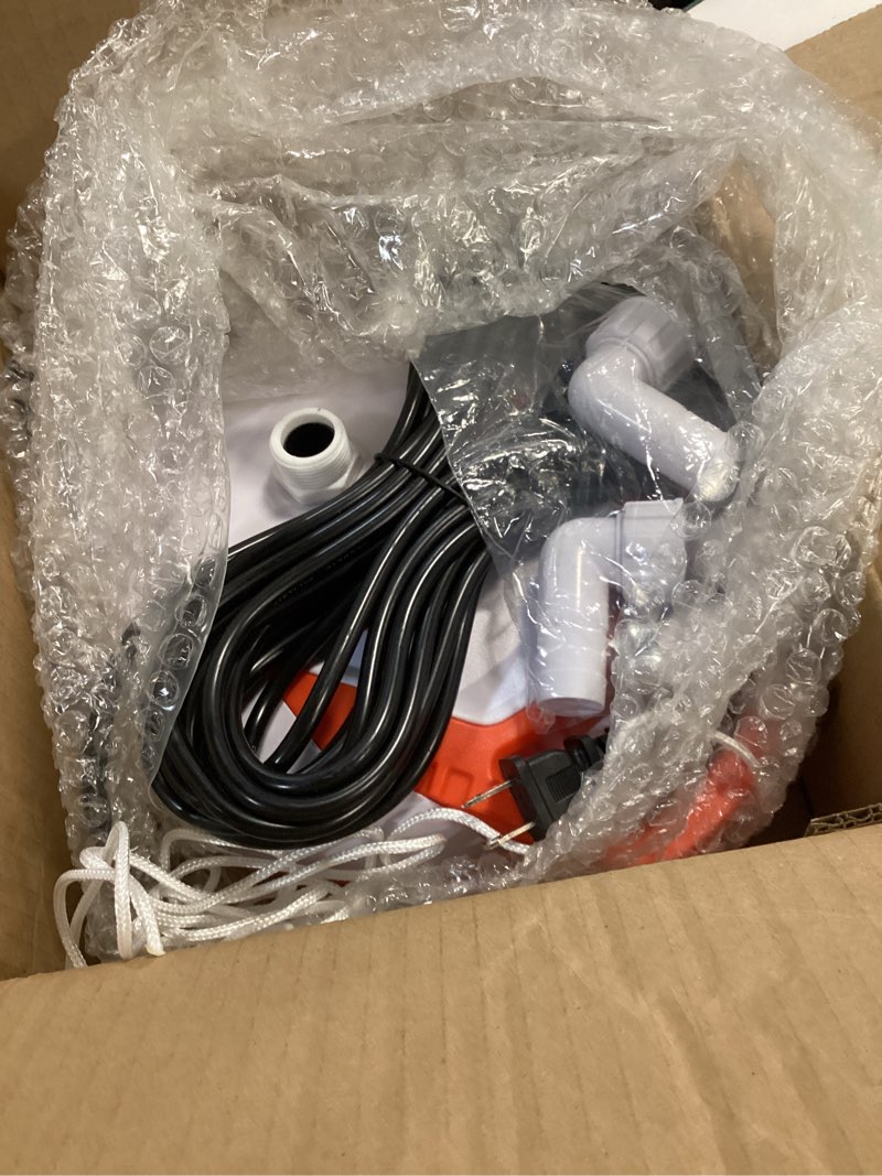 Condition photo showing Good Condition for yoking automatic pool cover pump, 1/4 hp 1500gph swimming pool submersible water sump pump, 115/230v with 26ft power cord and 2 adapters water removal for pool, hot tub, pond white