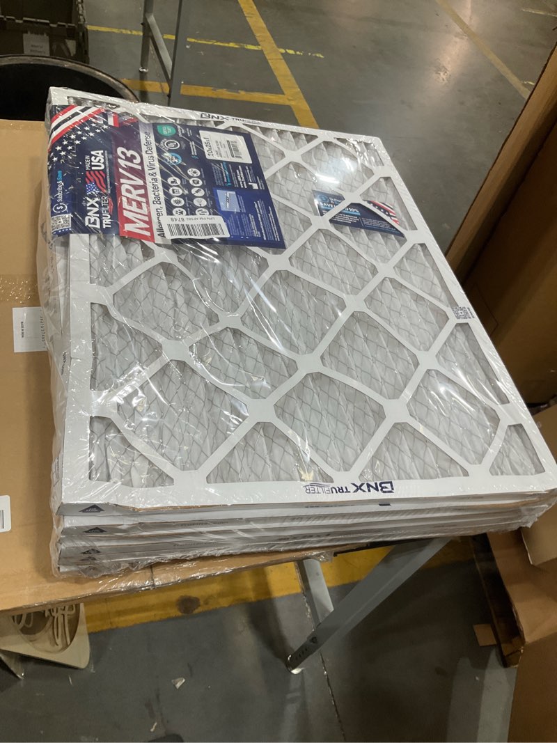 Condition photo showing Good Condition for bnx trufilter 20x25x1 air filter merv 13 (6-pack) - made in usa - electrostatic pleated air conditioner hvac ac furnace filters for allergies, pollen, mold, bacteria, smoke, allergen, mpr 1900 fpr 10 20x25x1 6-pack