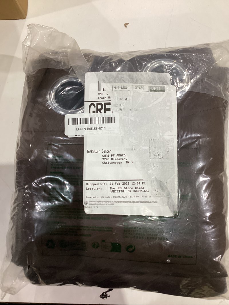 Condition photo showing Good Condition for NICETOWN Full Shade Curtain Panels, 37" Wide x 80" Long, Toffee Brown, Pair of Thermal Insulated & Energy Efficiency Blackout Drapes for Living Room, Lined Silky Performance Window Dressing Brown 37"W x 80"L (Pack of 2)
