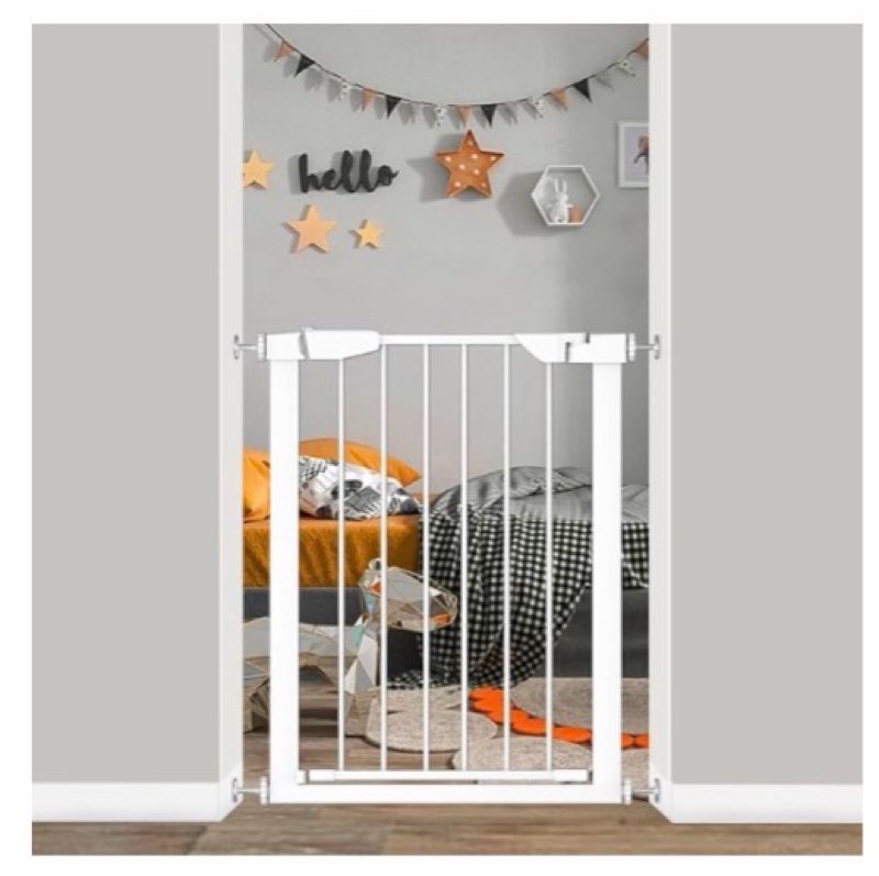 Fairy Baby Narrow Baby Gate for Wide Pressure Mounted Pet Gate for Doorway, Easy Walk Thru Child Safety Gate, White