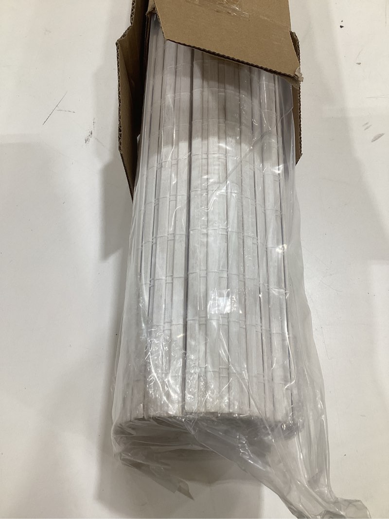 Condition photo showing Good Condition for lazblinds cordless bamboo roman shades, privacy window treatment, roll up bamboo blinds for windows, 23'' w x 60'' h privacy - whitewash 23'' w x 60'' h