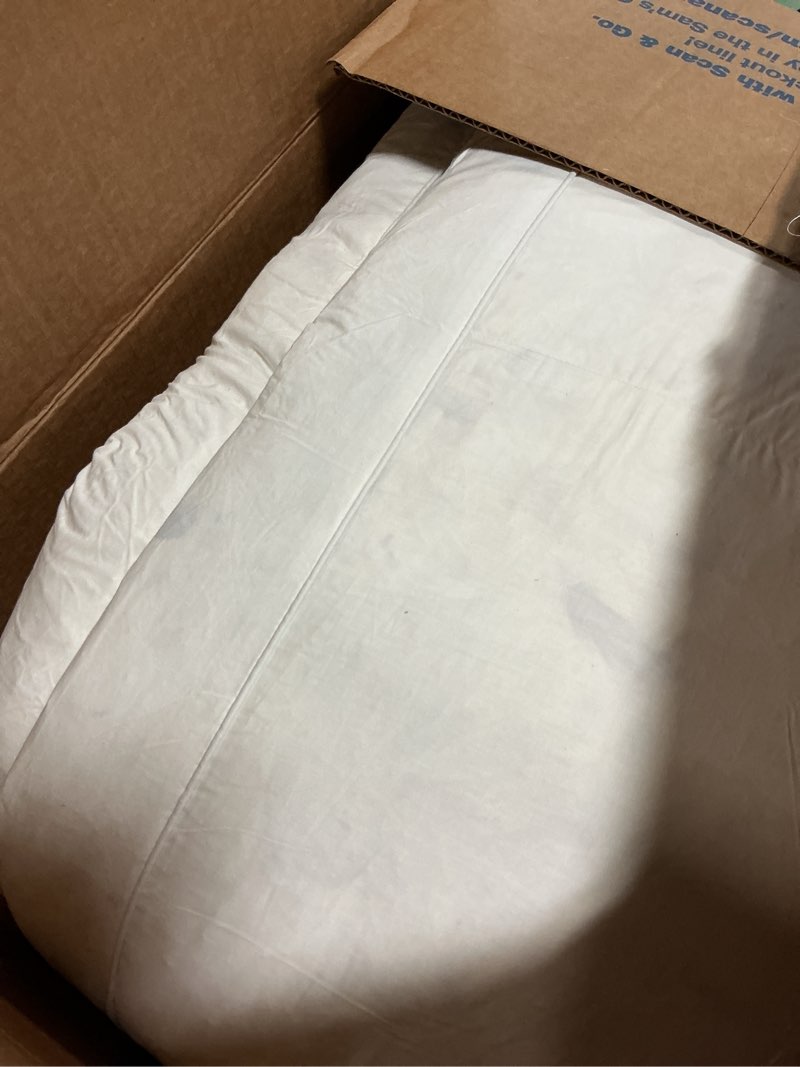 Condition photo showing As Is for down mattress topper - full-size 4-inch duck and goose feather bed with cotton cover - plush pillow top for cushion and support by lavish home (white) full white