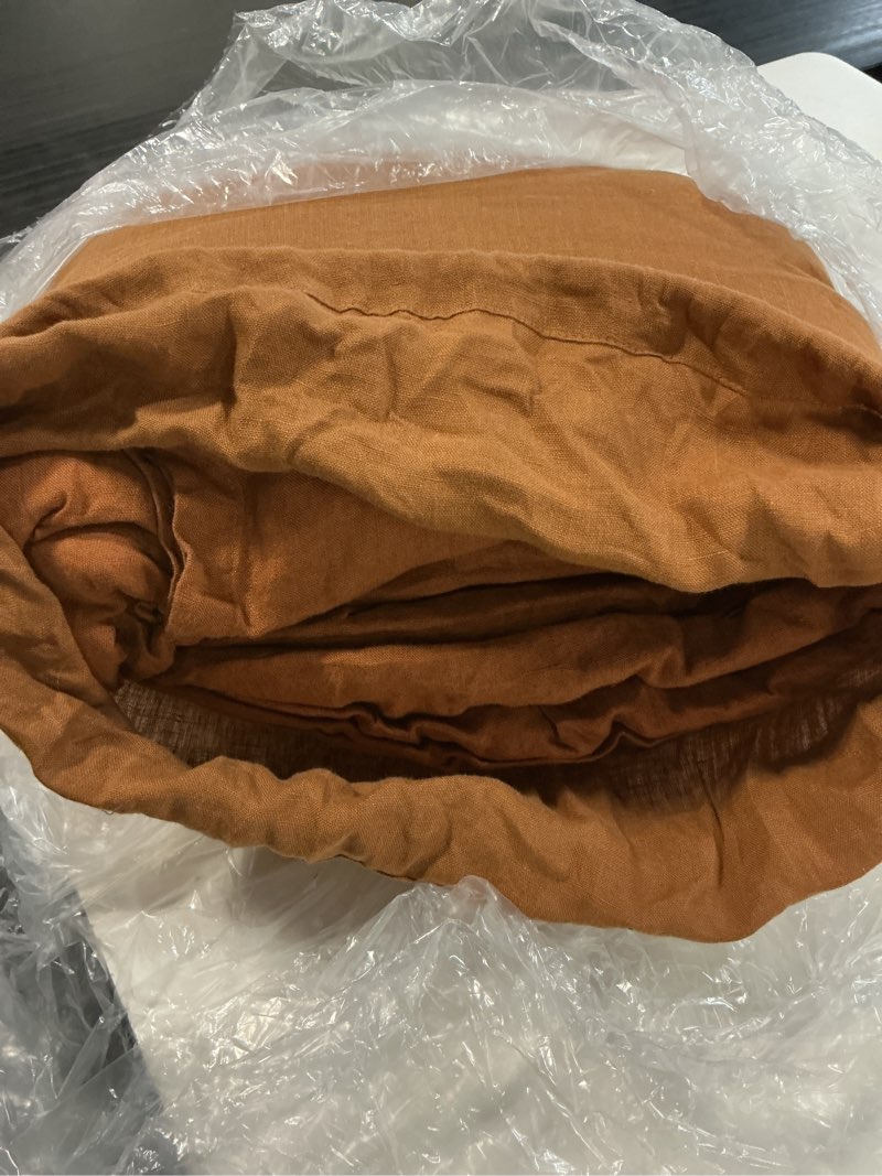 Condition photo showing Good Condition for european linen sheet set, king, terracotta
