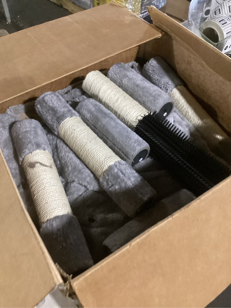 Condition photo showing Good Condition for globlazer cat tree tower with scratching post for indoor cats, 53inch tall plush multi-level cat climbing tower condo house with large hammock, spacious cat cave, padded top perch bed, f53, light gray 53inch light gray