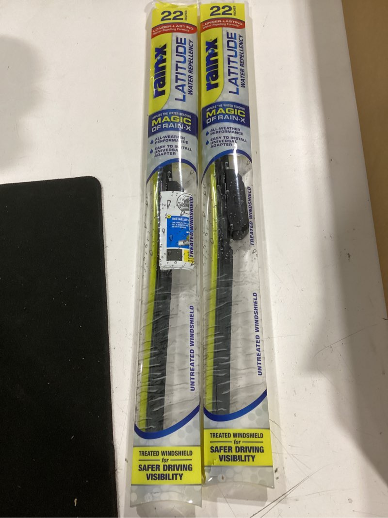 Condition photo showing New/Like New for rain-x 810161 latitude 2-in-1 water repellent wiper blades, 22\\\" and 22\\\" windshield wipers (pack of 2), automotive replacement windshield wiper blades with patented rain-x water repellency formula 22\\\" and 22\\\" latitude