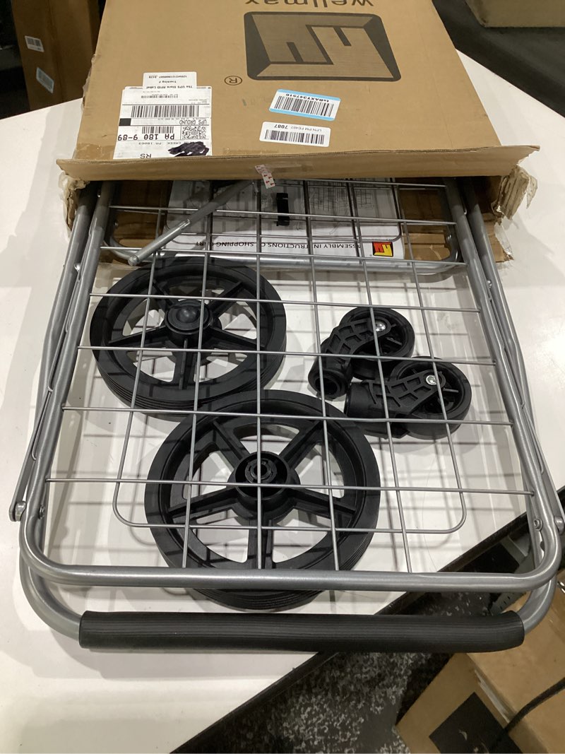 Condition photo showing Good Condition for Wellmax WM99024S Grocery Utility Shopping Cart, Easily Collapsible and Portable to Save Space and Heavy Duty, Light Weight Trolley with Rolling Swivel Wheels Medium