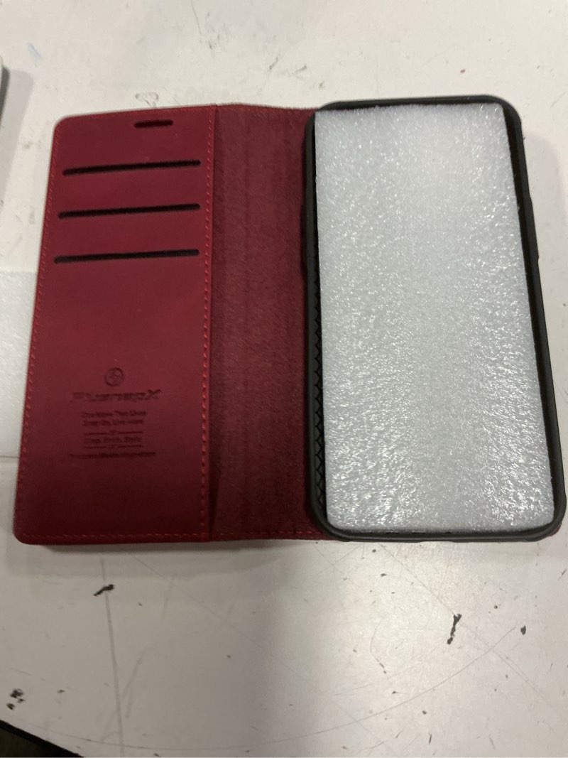 Condition photo showing Good Condition for for iphone 14 pro max 2-in-1 detachable wallet case, burgundy | compatible with magsafe, magnetic, rfid blocking card holder, shockproof, kickstand, wireless charging, pu leather flip cover