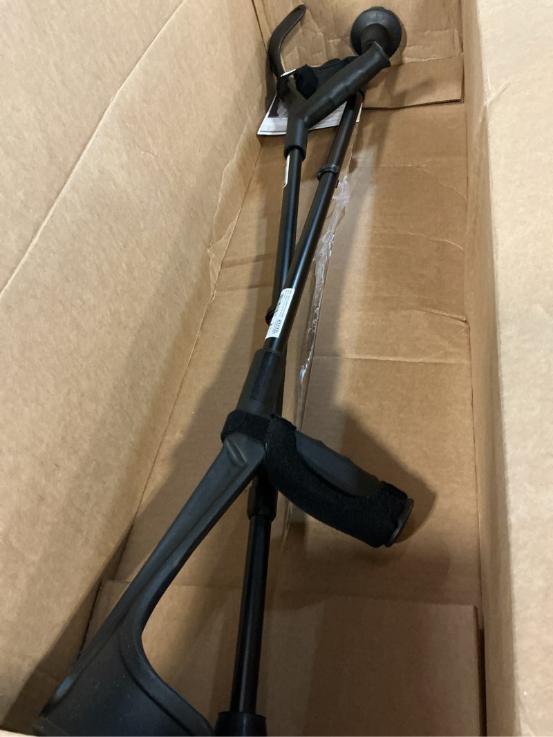 Condition photo showing Good Condition for kmina forearm crutches for adults (x2 units), open cuff, extra comfort with hand grip and wide tip, adjustable height, aluminum, orthopedic, made in europe black